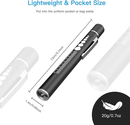 COSOOS 2 Rechargeable Pen Lights with Pupil Gauge & Ruler, Mini LED Penlights for Nurses Doctors, Warm/White Light with Clip, USB Rechargeable Penlight Flashlight Gifts for Nursing Student