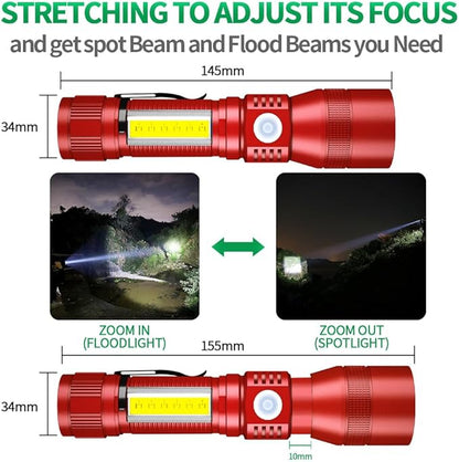 Black Light Flashlight, 3 in-1 Rechargeable Flashlights, UV Light Magnetic LED Flashlight High Lumens, 7 Mode Camping Waterproof Flashlight for Pet Urine Detection (1pack Red)