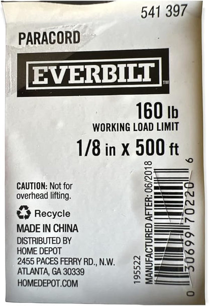 Everbilt Paracord 160 Lb Working Limit 1/8x 500 Ft. Red Roll