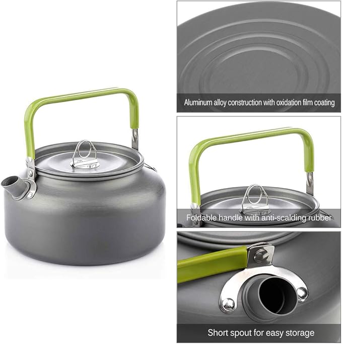 Doorslay Outdoor Camping Kettle, Aluminum Alloy Tea Kettle with Carrying Bag, Compact Lightweight Coffee Pot, 0.8L/1.1L/1.2L/1.6L Optional