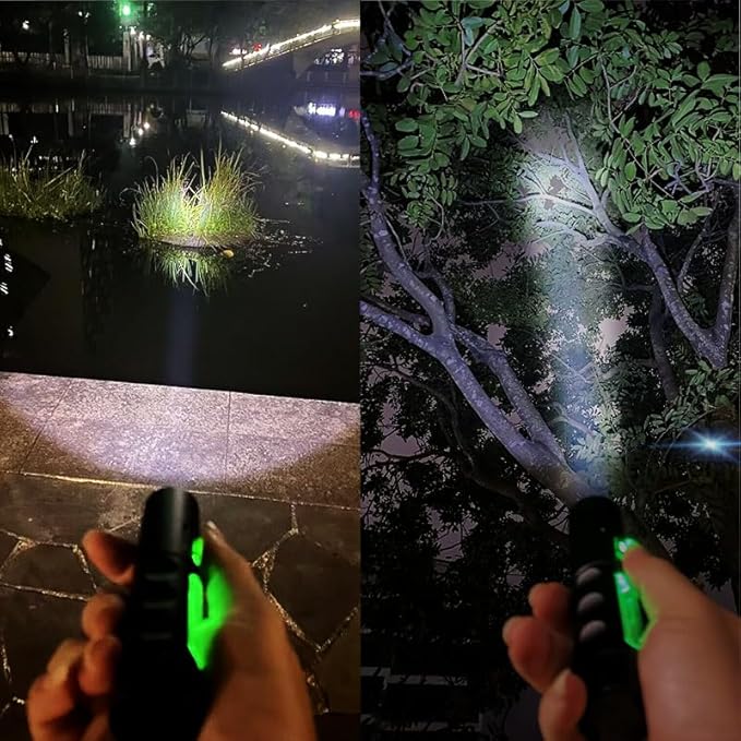 LED Flashlight high Lumen Rechargeable-Compact and Bright, with 3 Modes, Zoom-Waterproof Strong Mini Flash for Outdoor Camping, Walking, Emergency (2 Pieces)