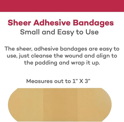 Dealmed Sheer Plastic Flexible Adhesive Bandages – 100 Count (2 Pack) Bandages with Non-Stick Pad, Latex Free, Wound Care for First Aid Kit, 1" x 3"