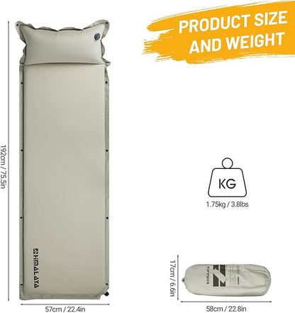 Lightweight Camping Sleeping Pad Inflatable Sleeping Mat Compact Camping Air Mattress with Pillow Backpacking Foam Sleeping Pad