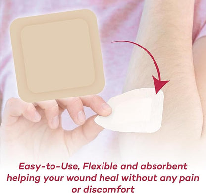 Dealmed Hydrocolloid Dressings–4” x 4” Standard Thickness Hydrocolloid Bandages, Wound Care Products for First Aid Kits, Box of 10 and Individually Packed