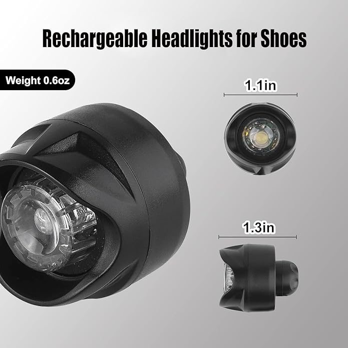 Rechargeable Headlights for Croc Shoes 3 Mode Flashlights Shoe Decoration Charms for Nighttime Activities Camping,Dog Walking,Handy Camping 2 Pcs