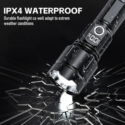 Flashlights High Lumens Rechargeable, 20,000 Lumens Super Bright Flashlight with LCD Digital Display, Zoom, 5 Modes, Waterproof, Type-C Rechargeable, Tactical Flashlight for Emergencies, Camping