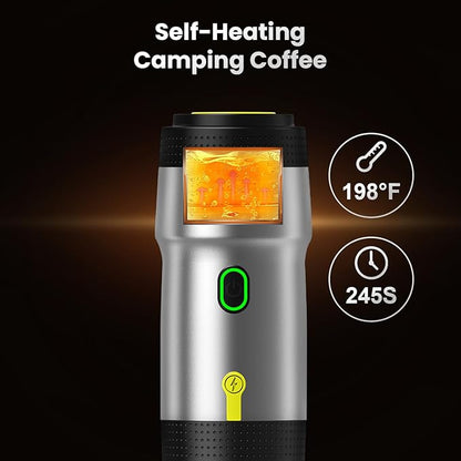 Portable Espresso Maker,3-in-1Portable Coffee Maker,20 Bar Mini Espresso Machine,Self-Heating Travel Coffee Maker Compatible with NS, DG Pods & Ground Coffee, for Camping Hiking,Office,RV