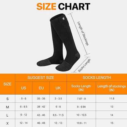 SNOW DEER Heated Socks for Men Women, 7.4V Rechargeable Battery Electric Socks, Heated Ski Socks for Hunting Fishing Camping Hiking Skiing Foot Warmer