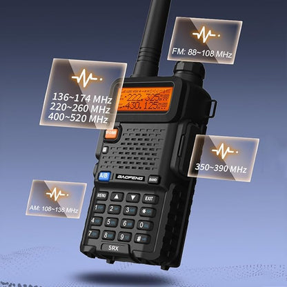 BAOFENG Ham Radio Handheld Tri-Band 5RX Upgraded of UV-5R Long Range Walkie Talkies for Adults Portable Two Way Radio for Camping, Hiking, Trip, Frequency Copy, AirBand, Chirp Compatible
