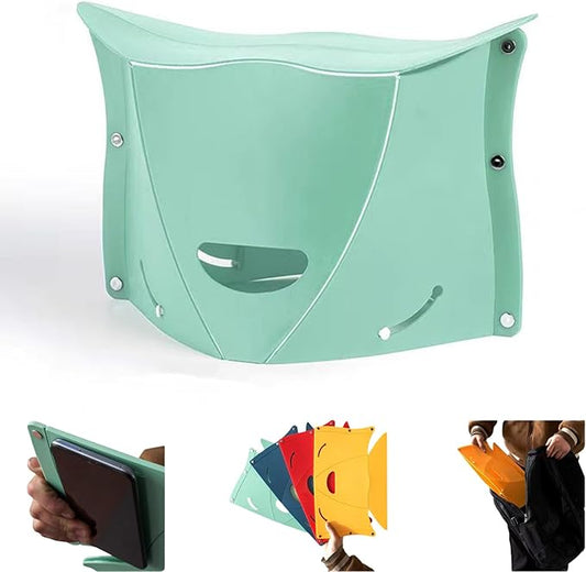Folding Lightweight Portable Stool, Thickness of 0.5 in, Collapsable Foldable Travel Potty Stool, Footrest for Air Travel. Opens Easy for Camping Hiking Picnic Fishing Subway Party Ball Game (Green)