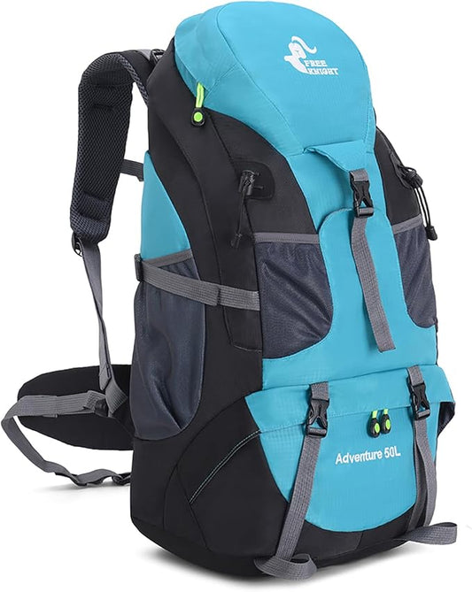 Bseash 50L Hiking Backpack, Water Resistant Lightweight Outdoor Sport Daypack Travel Bag for Camping Climbing Touring (Lake Green - No Shoe Compartment)