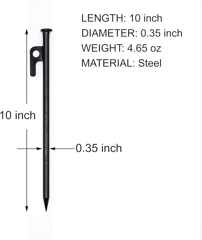 EXTRA STRONG Tent Stakes 12 Pack - 10inch Heavy Duty Tent Stakes with Carrying Pouch for Hard Ground Sandy Gravel Outdoor Travelling Hiking Camping