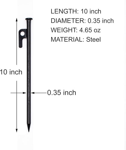 EXTRA STRONG Tent Stakes 12 Pack - 10inch Heavy Duty Tent Stakes with Carrying Pouch for Hard Ground Sandy Gravel Outdoor Travelling Hiking Camping