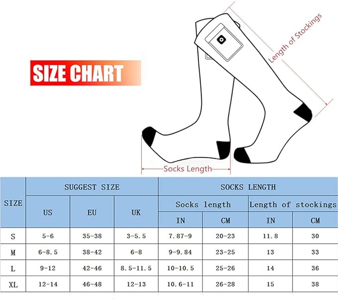 Savior Heated Socks,Rechargeable Electric Heated Socks for Men Women,Winter Foot Warmers,Suitable for Outdoor Work,Skiing,Skating,Cycling,Camping,Fishing,Hunting,etc.