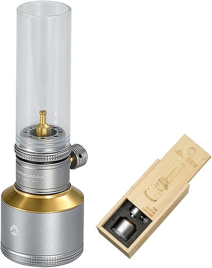 Campingmoon Camping Gas Lantern Outdoor Gas Tent Lamp with Empty Gas Tank Wooden Lantern Case