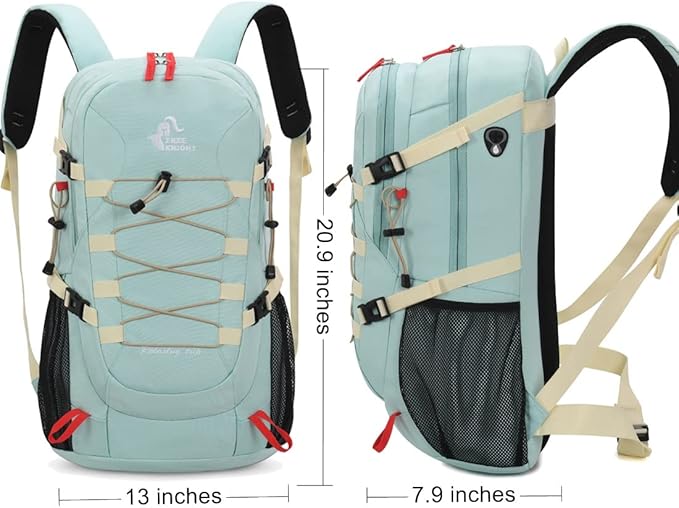 Bseash 40L Waterproof Hiking Backpack with Rain Cover, Outdoor Sport Travel Bag Daypack for Camping Climbing Skiing Cycling (Milk Green)