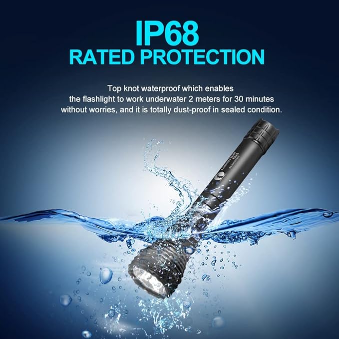 LUMINTOP PK25 EDC Flashlight, Super Bright 350 Lumens 490 Meters Dual AA LED Flashlight, 4 Modes Plus Strobe, IP68 Waterproof LED Flashlight