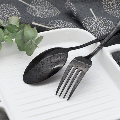 Portable Utensils Set,Reusable Travel Cutlery Set with Case Stainless Steel Flatware Set for Camping 8pcs Including Dinner Knife Fork Spoon Chopsticks Boba Straw (Black)