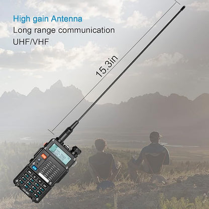 Ham Radio, BAOFENG 8W Dual Band Two Way Radio Long Range, Handheld UV5R Radio, Professional 2 Way Radios with Rechargeable Battery, Charger, Earpieces, Mic and Programming Cable (2 Pack)