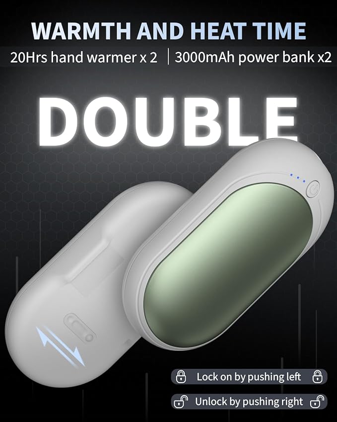 Hand Warmers Rechargeable, KNIFOD 2 Pack 6000mAh Portable Electric Handwarmers, Reusable USB Pocket Heater Great for Raynauds, Hunting, Golf, Camping, Christmas Outdoor, Women Mens Warm Gifts