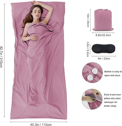 Sleeping Bag Liner,Travel Sheet & Adult Sleep Sack, Camping Sheets Travel Sleep Sack for Backpacking,Hotels & Hostels -Lightweight Single &Double Travel Sheet Camping Sheets