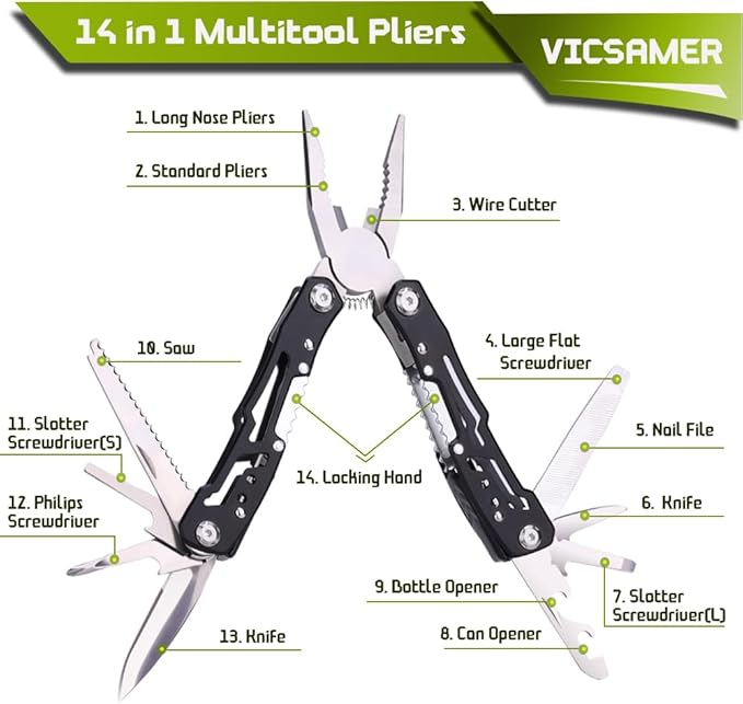 14 in 1 Multitool Pliers Gives One Whistle as a Gift, Professional Pocket Pliers from Wife Daughter to Father Boyfriend Husband on Christmas, Birthday, Valentine's Day, Father's Day - Samest