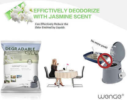 Wenge Portable Toilet Powder, Pee Powder Solidify Body Fluids in 1 Min, Easy to Port Waste Liquid, for Camping Portable Toilet, Solidifies Urine & Diarrhea in Pet Loo