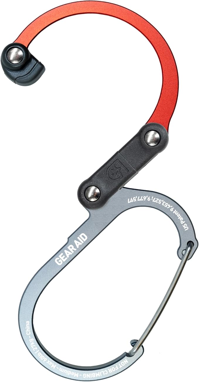 GEAR AID HEROCLIP 360° Swivel Carabiner Gear Clip and Hook (Medium) for Camping, Backpack, Suitcases and Garage Organization