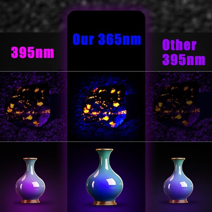 UniqueFire 365nm uv Black Light Flashlight Mini, 365nm uv Flashlight Rechargeable USB Strong UV LED Pocket Flash Light, Detector for Pet Urine, Fluorescent Agents, Paper Currency, Antique Jade