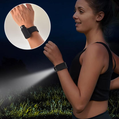 Mini Flashlight, Pocket Handheld Wrist Watch Flash Light, 200 Lumens Adjustable Brightness LED Torch, Powered Rechargeable Battery USB C Cable for Dog Walking Camping
