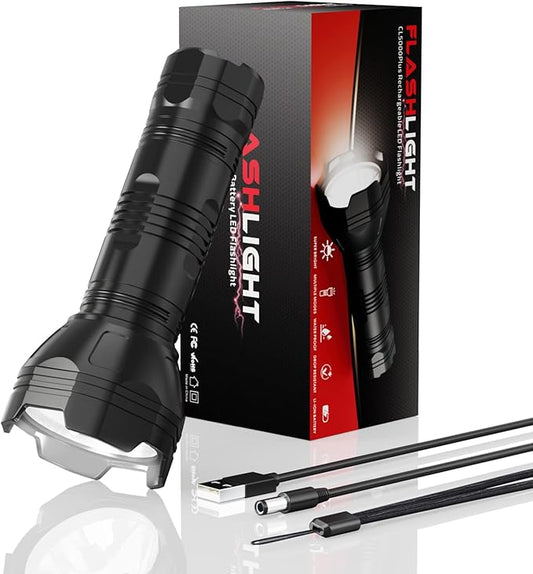 Rechargeable Flashlights High Lumens IP68 Waterproof, Small Flashlights Powerful with Batteries 3500mAh - Flash Light 5 Modes 100M Beam Super Bright for Outdoor/Home/Camping/Hiking/Emergency
