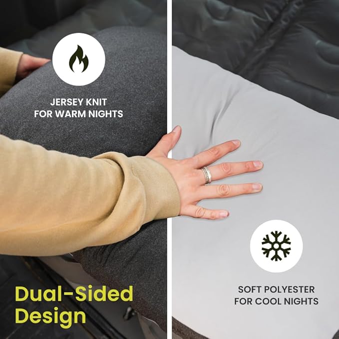 Luno Camping Pillow - Travel Friendly, Packable, Shredded Memory Foam Fill Travel Pillow. Washable Removeable Cover with Dual-Sided Comfort. Designed in The USA.