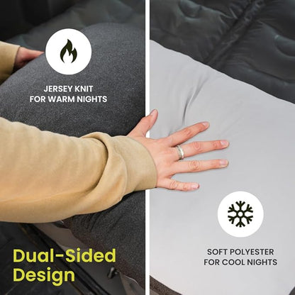Luno Camping Pillow - Travel Friendly, Packable, Shredded Memory Foam Fill Travel Pillow. Washable Removeable Cover with Dual-Sided Comfort. Designed in The USA.