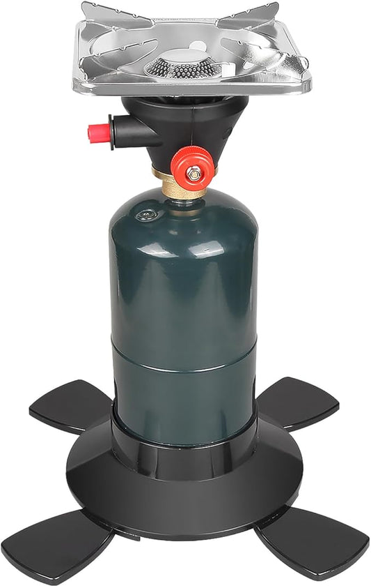 DOMINOX Portable Propane Camping Stove with Button Starter, 10,000 BTU Burner Propane Stove, Backpacking Stove with Precise Temperature Control for Camping & Hiking (Propane Tank Not Included)