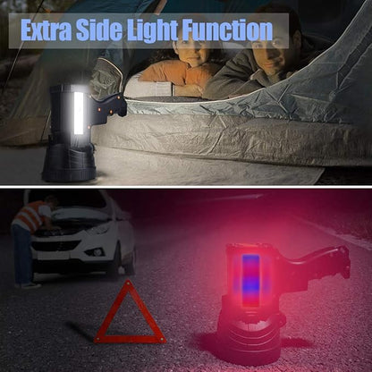 YIERBLUE Rechargeable spotlight, Super Bright 1000,000 LM LED Flashlight Handheld spotlight 10000mAh Long Lasting Large Flashlight Searchlight and Flood Camping Flashlight with Foldable Tripod Black