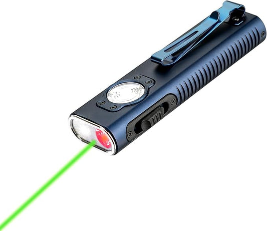TrustFire Mini X3 Rechargeable EDC Flashlight with White Light, Flood Light, Red Light, Green Beam, 1050 Lumens Portable Flat Flashlights, Fourfold Light Sources Pocket Lights IPX6 (Dark Blue)