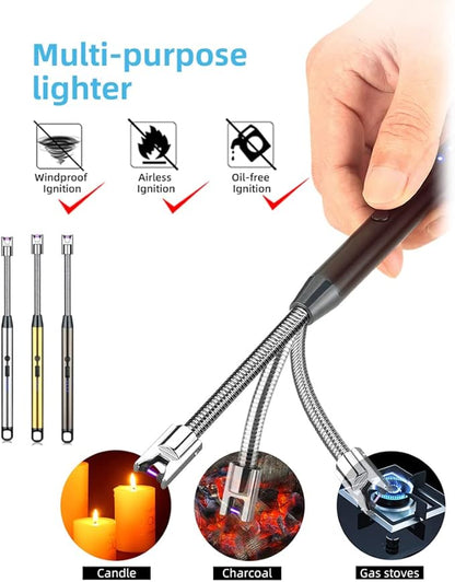 4 Pack Candle Lighter,Arc Lighter with USB Charging,Flameless Windproof,LED Battery Display,Safety Switch,Rotate 360 Degrees,for Aromatherapy,Candles,BBQ,Camping.(Black&Silver&Pink&Golden)