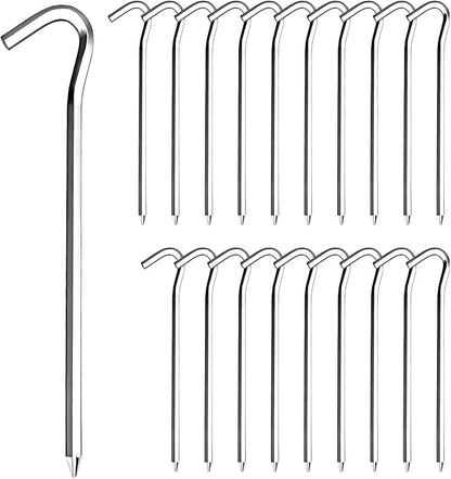 20Pcs 7" Tent Pegs Ground Stakes, Metal Stakes, Camping Peg for Pitching Camping, Camping, Outdoor Decoration
