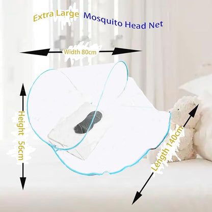 CMINGJ Portable Mosquito Head Net Foldable Pop-Up Travel Essentials Mosquito Net for Bed Free Installation-Large Size Suitable for Bedroom, Camping, nap (Extra Large)