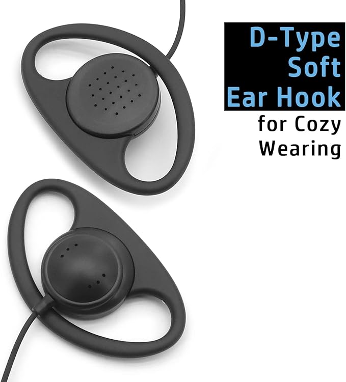 2 X Earpiece for Garmin Radio Rino 110 120 130 520 530 610 650 655 700 750 755T Walkie Talkie 2.5mm 1-pin Clip Ear Hook Hanger Headset (D-Style) (D-Style)