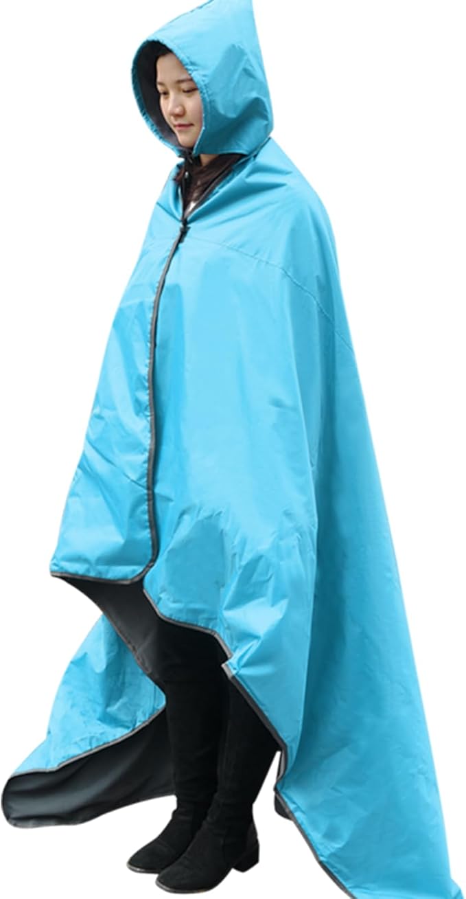 Outdoor Waterproof Camping Blanket - Hooded Fleece Windproof Blanket for Stadium, Sporting Events, Concert, Picnic, Car, Boat - Packable Camp Blanket for Cold Weather, Camping Gear Must Haves