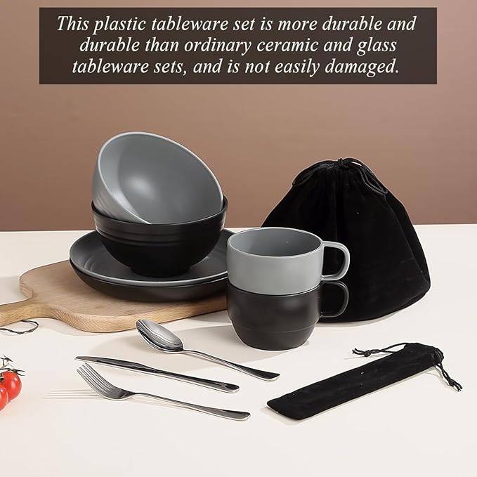 Berglander Camping Mess Kits, Camping Silverware Set Spoons Forks Knives, Camping Essentials Gear, Camping Accessories for Travel, Camping, Picnic, Outdoor, Easy to Carry and Clean
