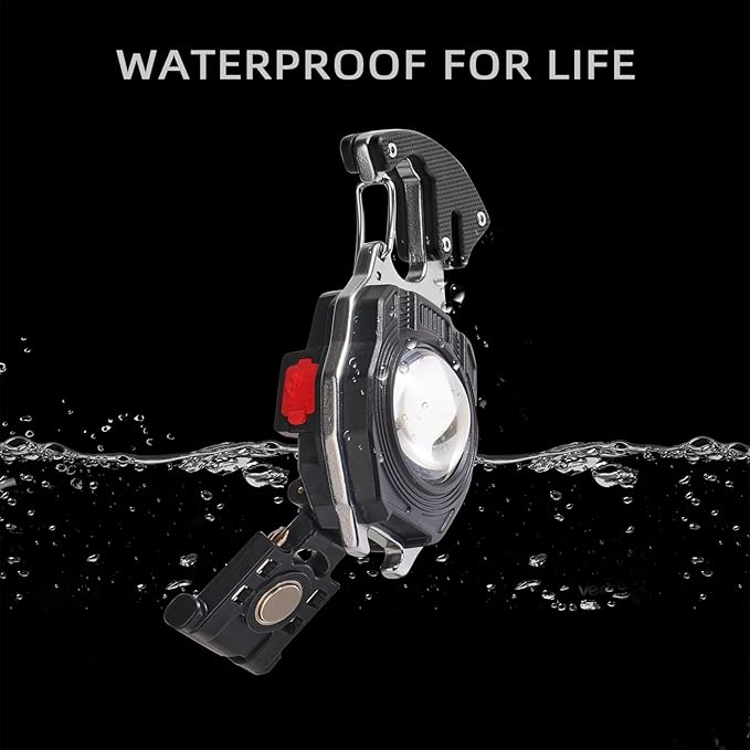 Multifunctional LED Flashlight Keychain, COB Mini Flashlight, Small Work Light, Screwdriver Bottle Opener for Outdoor Hiking