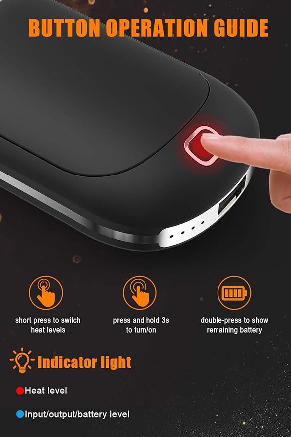 Hand Warmers Rechargeable, 5200mAh Electric Portable Pocket Hand Warmer Heater Pocket Warmer Dual-Sided Quick Heating Great for Outdoor Fishing Hunting Golf Camping Gifts for Men Women