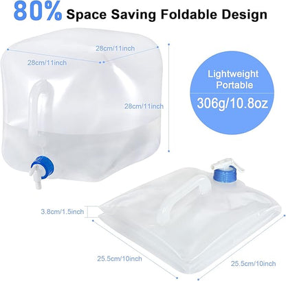 Collapsible Water Container with Spigot, BPA Free Water Storage Jug Water Canteen for Outdoor Camping Hiking & Emergency Survival Kit, Foldable Portable