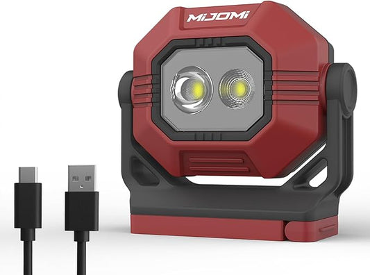 W30 Led Work Light Rechargeable Magnetic Worklight with 360 Degrees Rotate Base, Hook, Waterproof Flashlight for Car Repair Camping Job Site Lighting