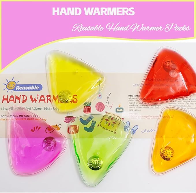 5 Pcs Reusable Snap Heat Pack,Hand Warmers Click,Pouch Gel Hand Warmers Cute Long Lasting Warmth for Camping, Outdoor,Hand Warmers Boil Click Heat Pocket Hand Warmer