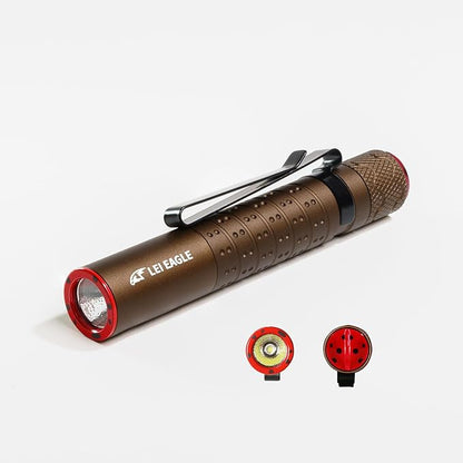 ZZ Seven Star Beetle EDC flashlight, ultra compact LED100 lumens, mini with tactical flash, equipped with AAA alkaline battery, suitable for camping and hiking, daily carrying (desert color)