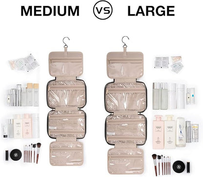 BAGSMART Toiletry Bag Travel Bag with Hanging Hook, Water-resistant Makeup Cosmetic Bag Travel Organizer for Accessories, Shampoo, Full-size Container, Toiletries (Black, Medium)