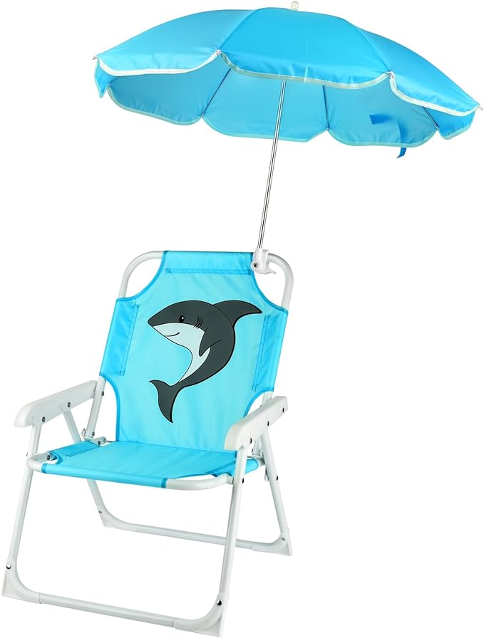 PLULON Kids Beach Chair with Umbrella Folding Lawn and Camping Chair with Summer Shade Children's Beach Chair for Beach Pool Travel Outdoor（for 1-5 Years Old）
